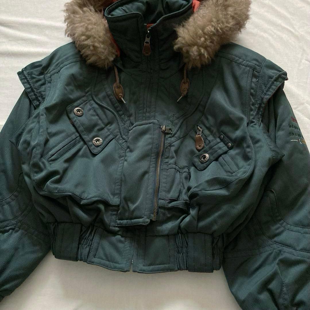 90s vintage fur shell bomber jacket 短丈