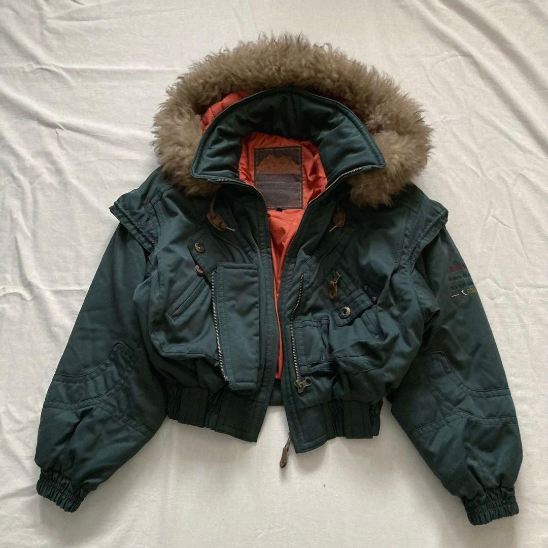 90s vintage fur shell bomber jacket 短丈