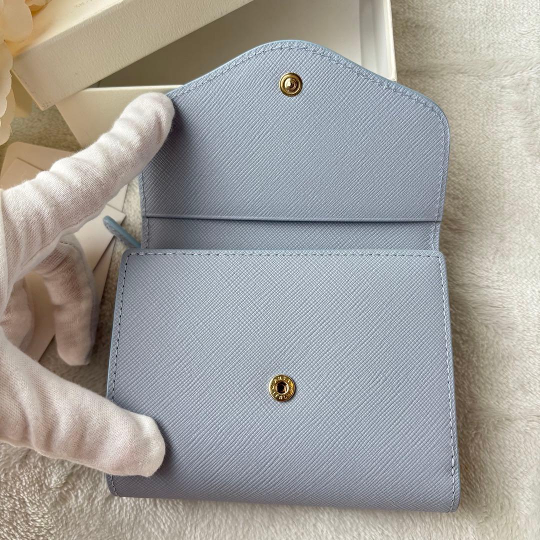 【未使用】agnes b. 3つ折り財布　レザー　ブルー　ava ミニウォレット