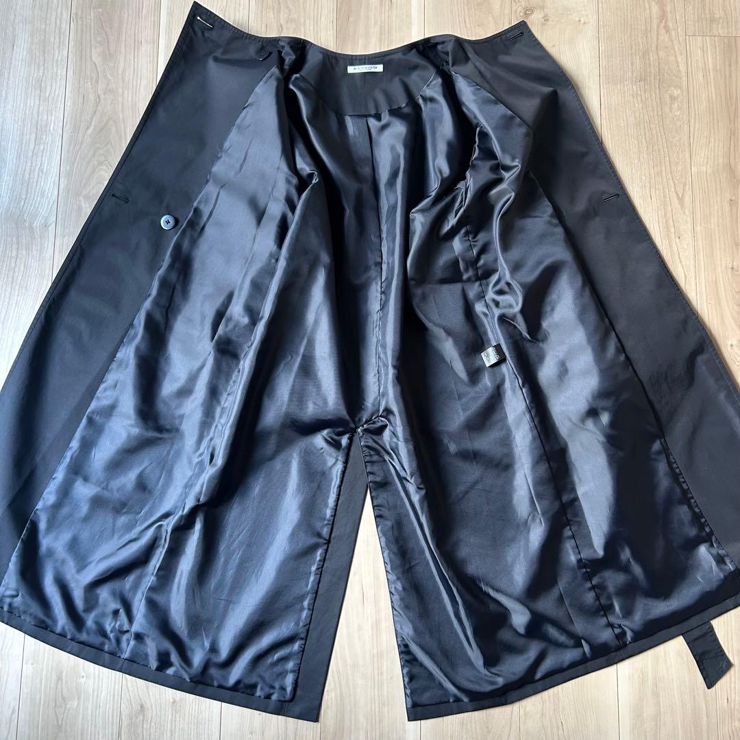 美品＊BEAUTY&YOUTH ノーカラー ベルトコート M 撥水 ネイビー