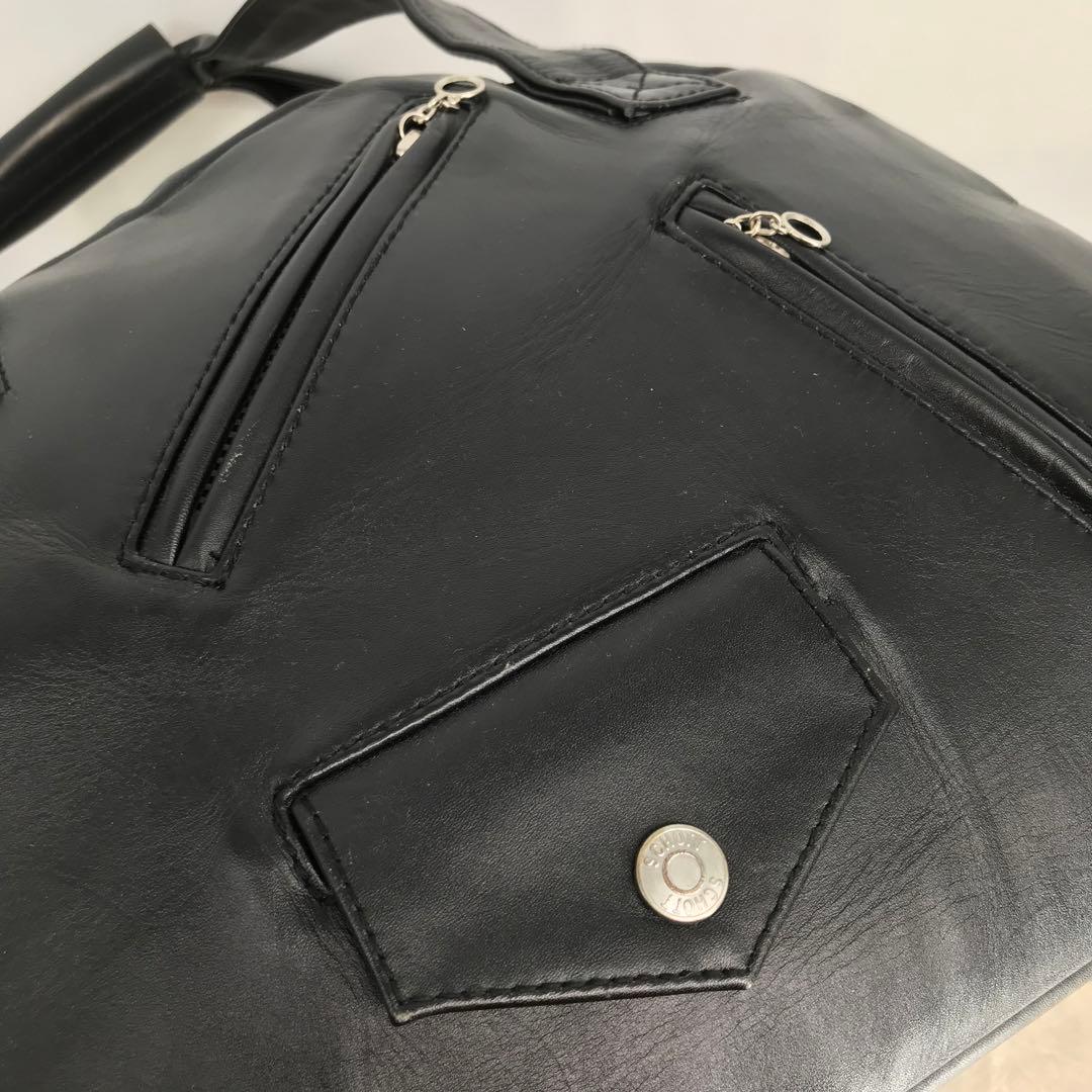 Schott　ボストンバッグ　ライダース　ブラック　牛革
