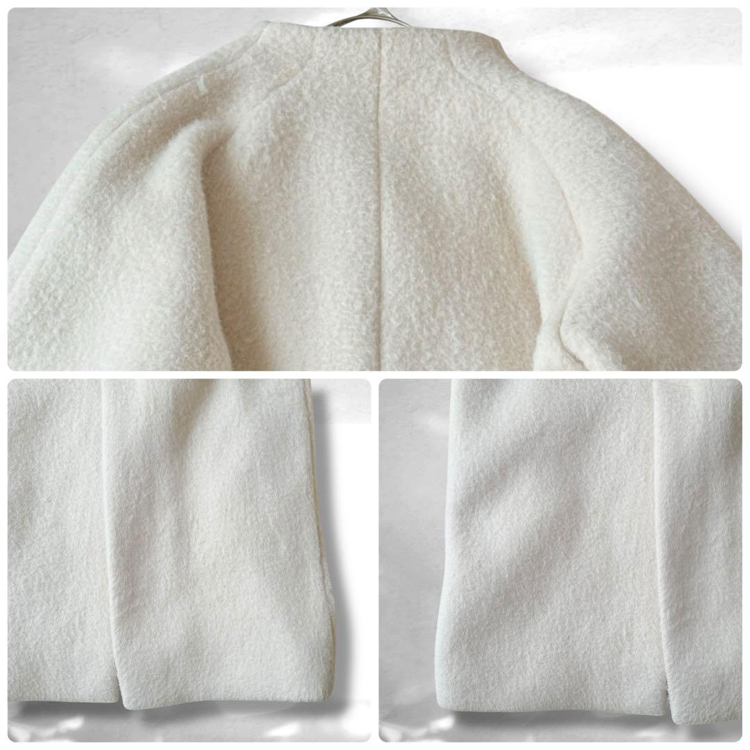 anuke アンヌーク　Collarless Shaggy Coat アイボリー