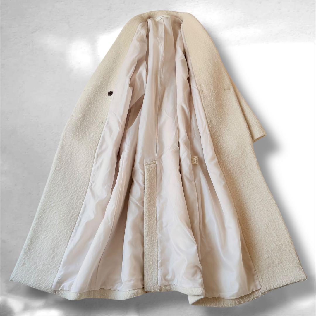 anuke アンヌーク　Collarless Shaggy Coat アイボリー