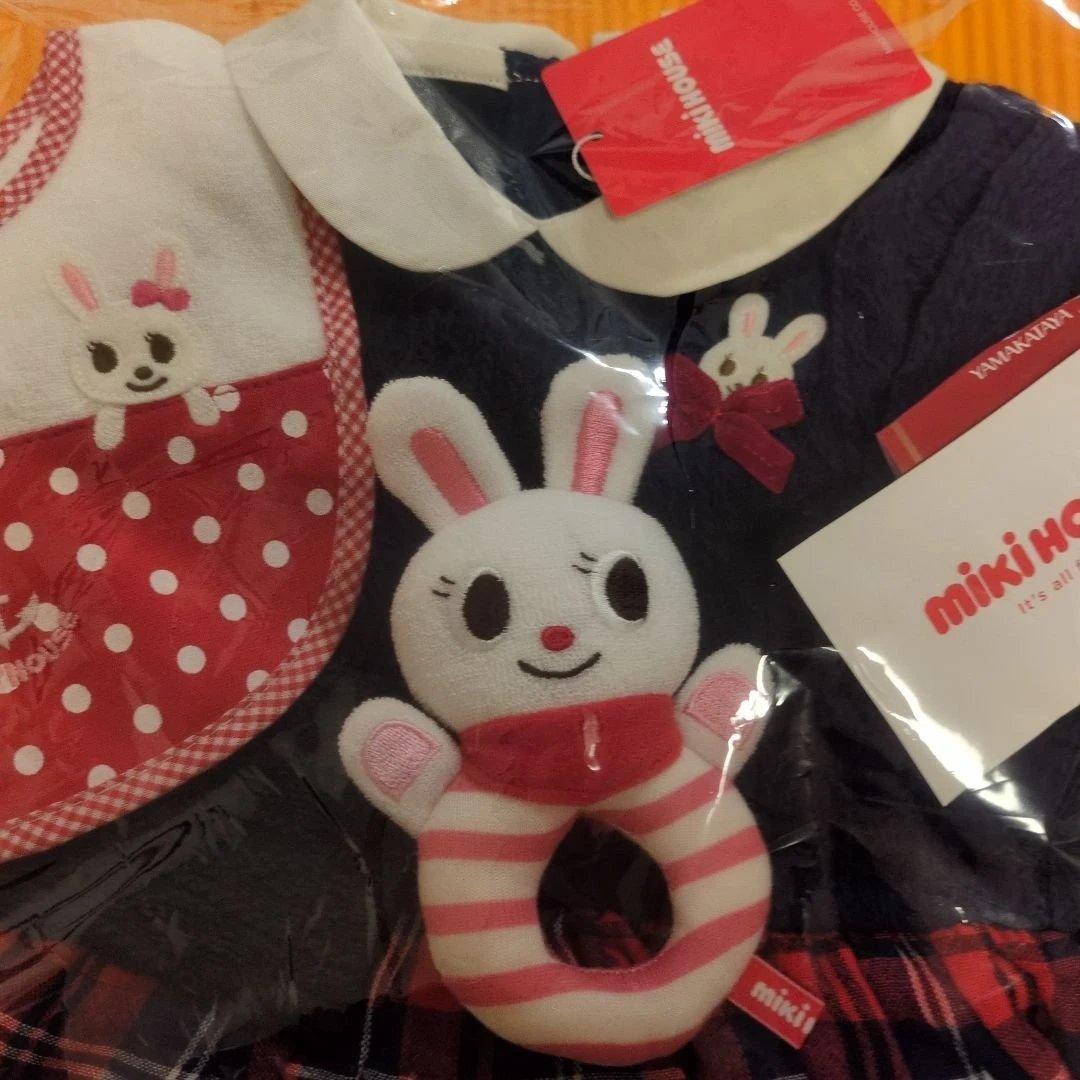新品　MIKIHOUSE ミキハウス ワンピース うさこ　 スタイ　ラトル