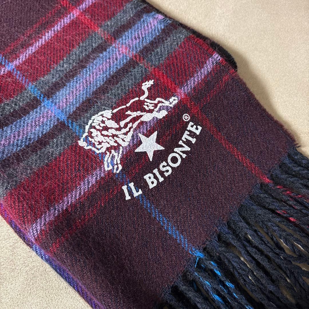 美品　イルビゾンテ　マフラー　チェック　IL BISONTE ストール　毛100