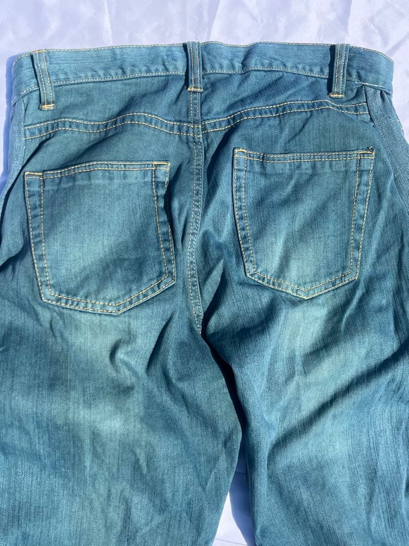 【最終値下げ‼︎】リメイクデニム　“染め加工“ ワイドフレアデニムパンツ