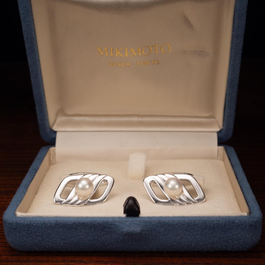 箱付き 世界最高品質ミキモト MIKIMOTO silver 真珠 カフスボタン
