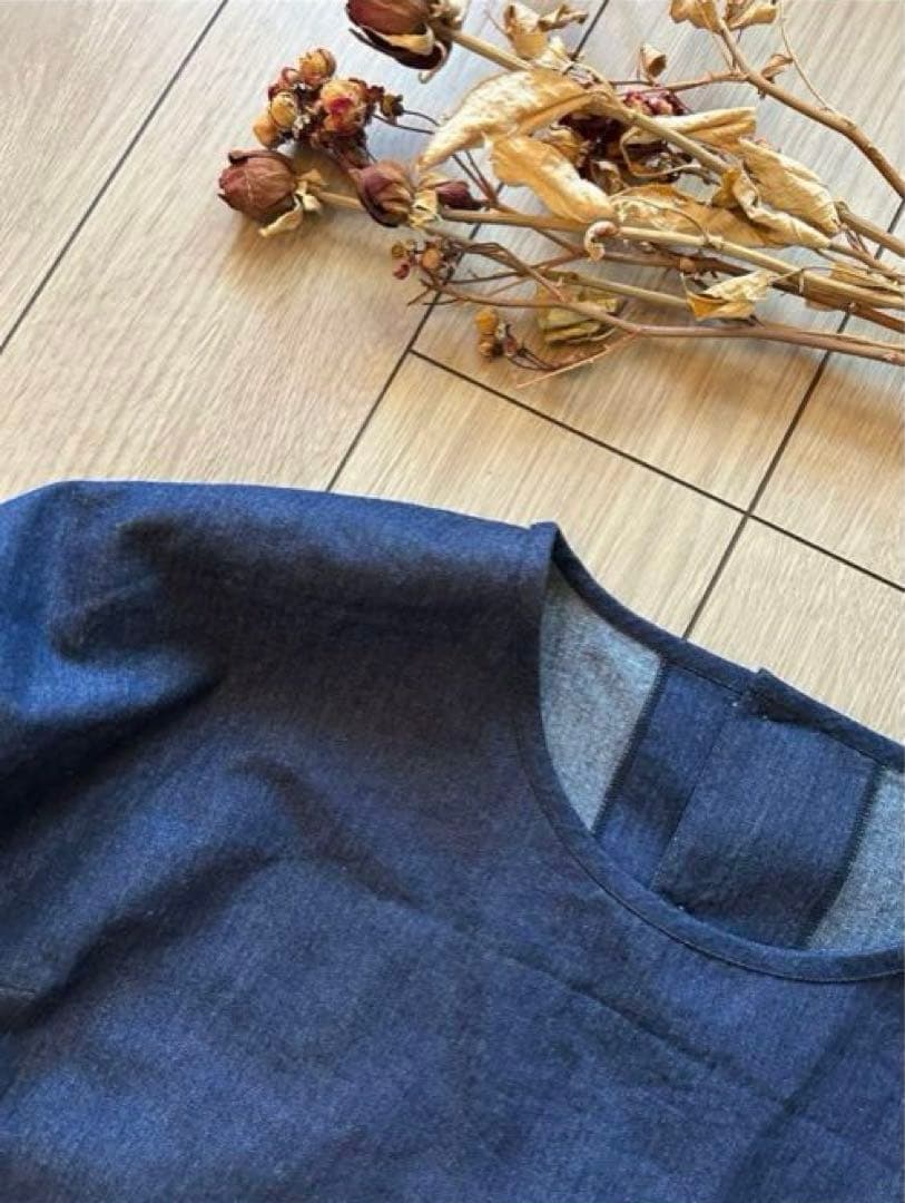 国産デニム生地　チュニック割烹着　服作り40年の田舎町仕立屋