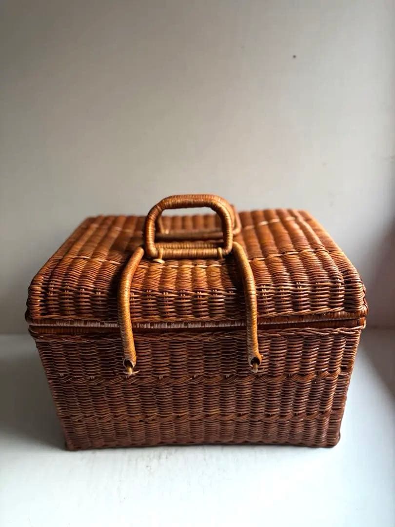 634 フランスアンティーク ピクニックバスケット パニエ 蚤の市購入 美品