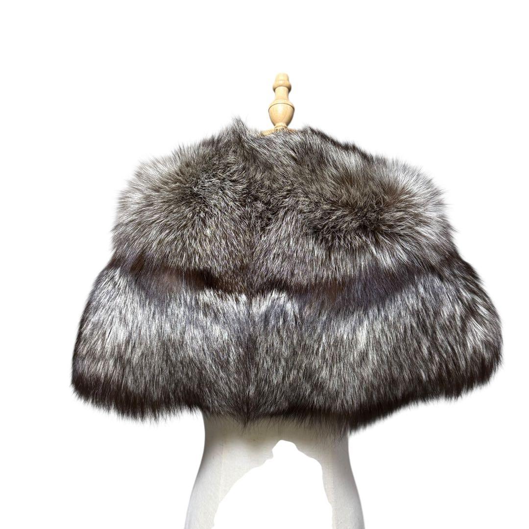 美品✨ SAGA FOX しっぽ付き シルバーフォックス 大判ショール