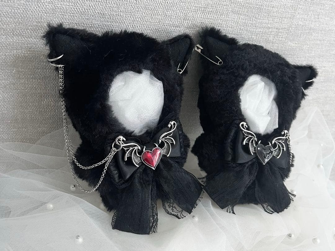 10〜12cm用 ぬい服 着ぐるみ 猫耳 黒 ブラック