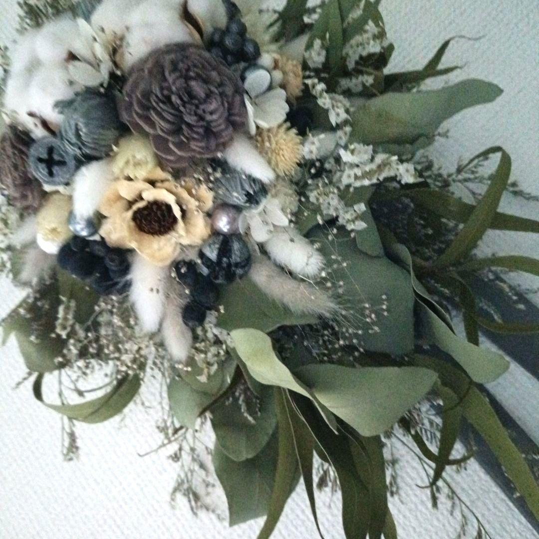 ♡Rusty♡ドライフラワースワッグwhite×gray•*¨*•.¸♬♡