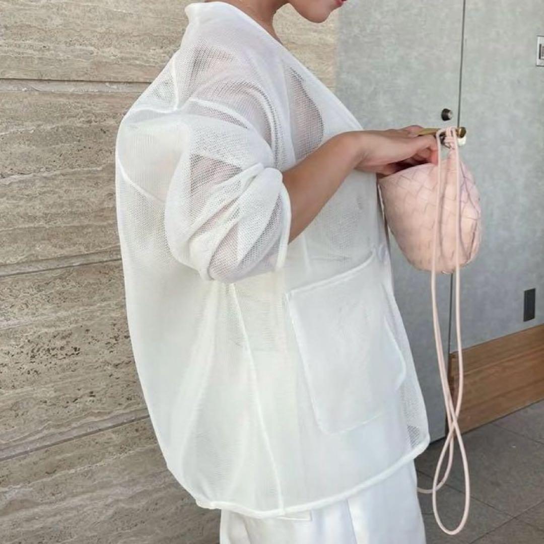 極秘品＊pois ダブルメッシュカーディガン アイボリー