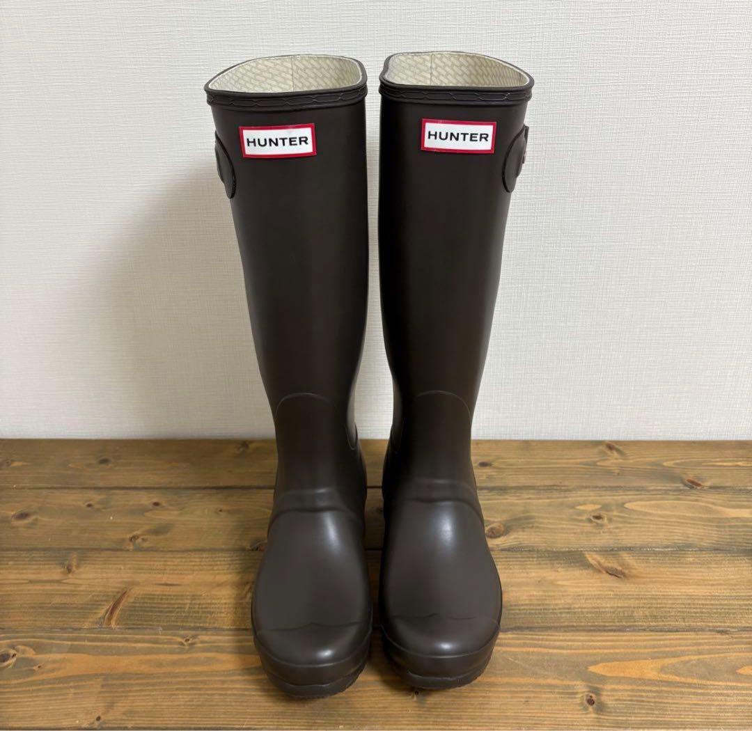 HUNTERレインブーツ 24cm ダークブラウン
