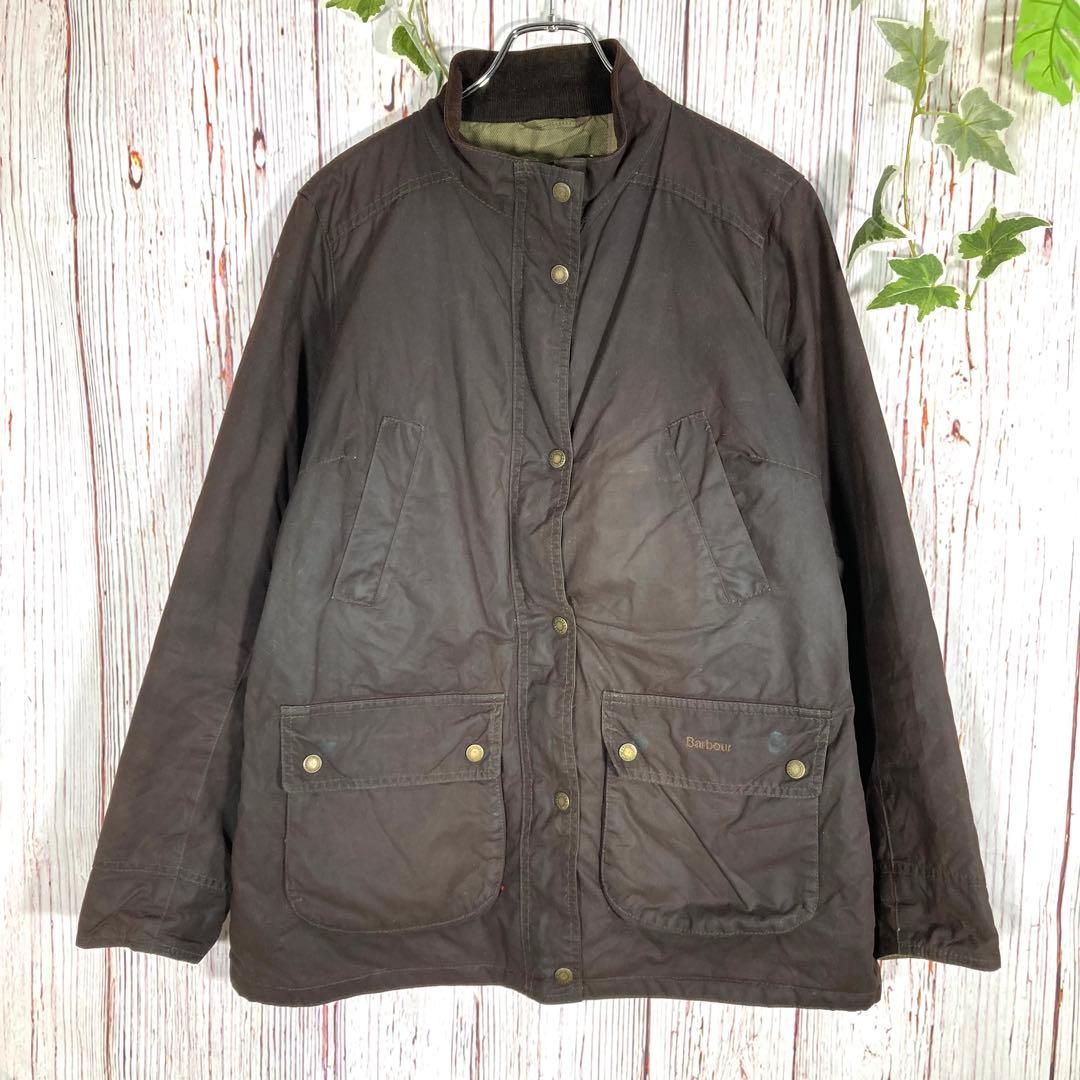 【人気】Barbour バブアー オイルドジャケット　モッズコート　茶　ロゴ