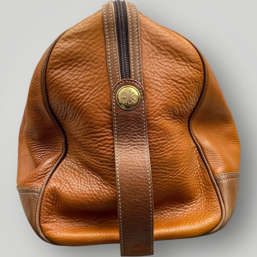 美品　LOEWE エンリケロエベナッペ　ボストンバッグ　ロゴ刻印　レザー