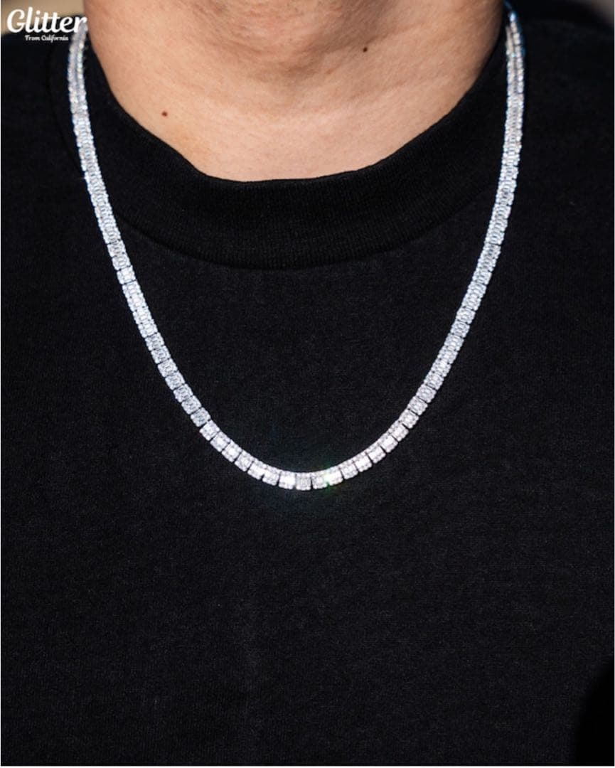 Baguette Tennis Chain Necklace【5mm】