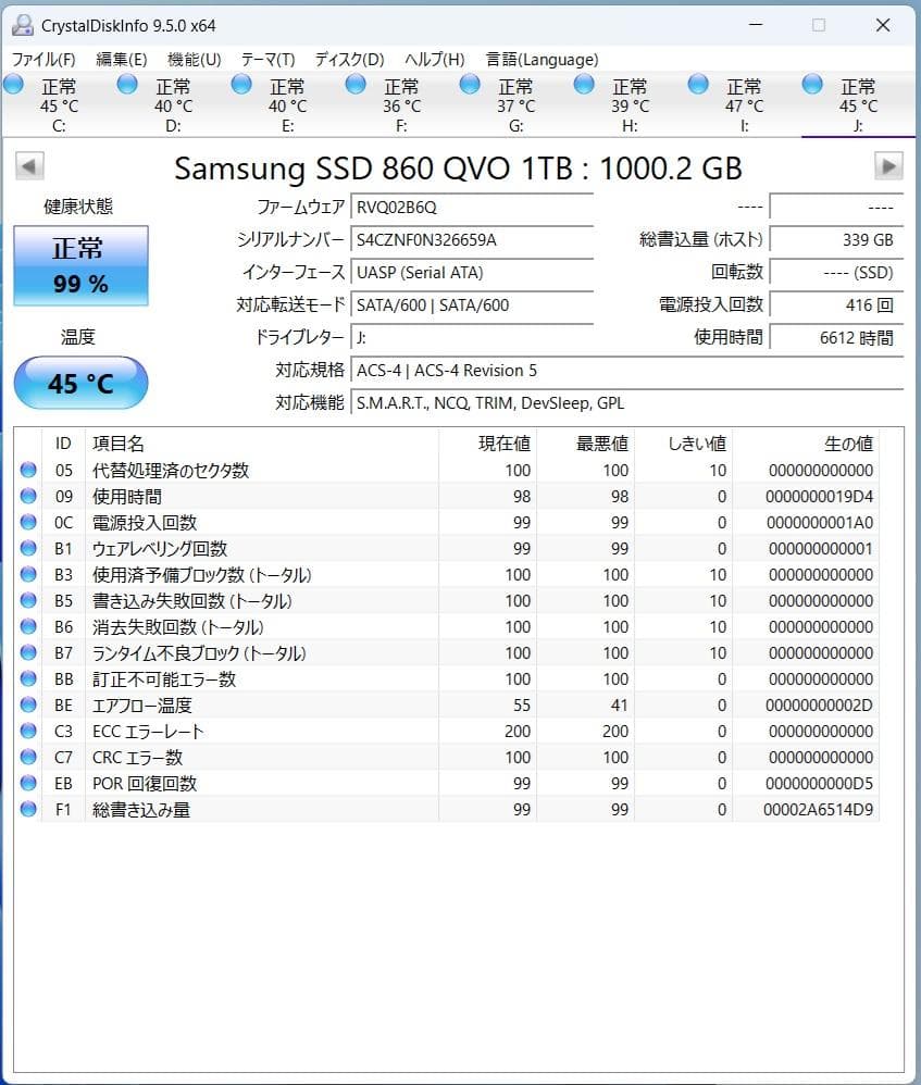 内蔵型SSD Samsung 860 QVO 1TB SSD