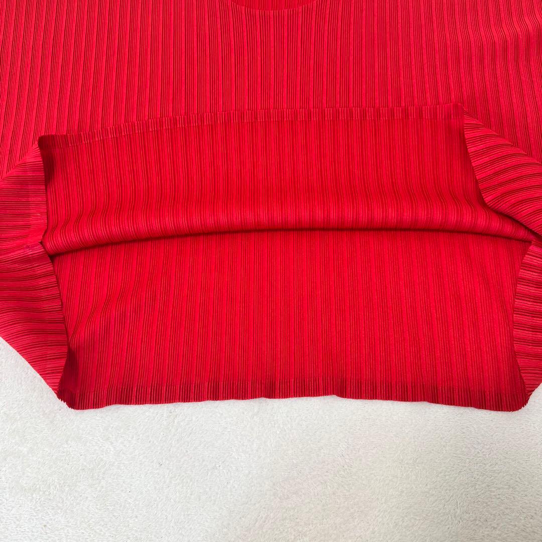 極美品✨PLEATS PLEASE プリーツ　赤色　トップス　オーバーサイズ