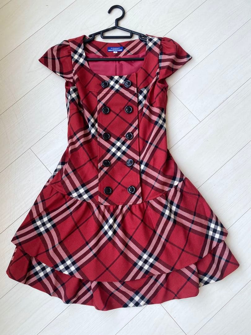 美品 BURBERRY BLUE LABEL ノバチェック ワンピース 赤 36