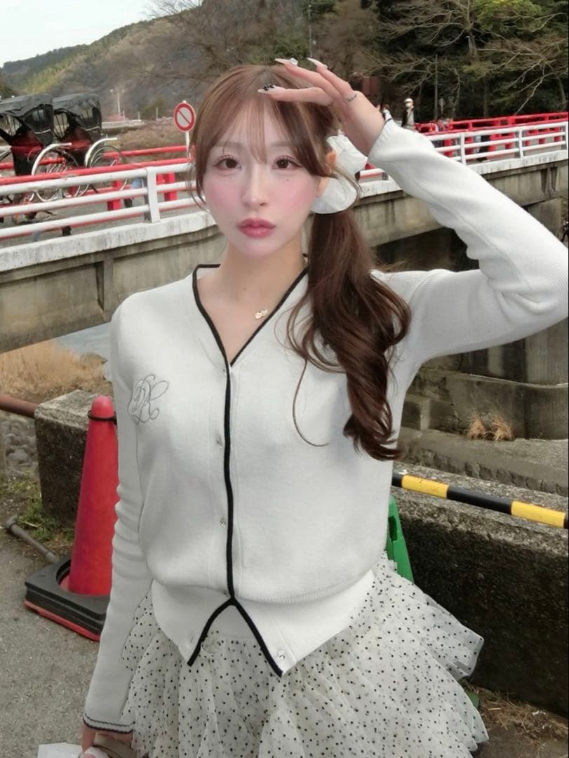 新品・未開封♡Darich♡ バイカラーシグネチャーDRニットカーディガンWHT