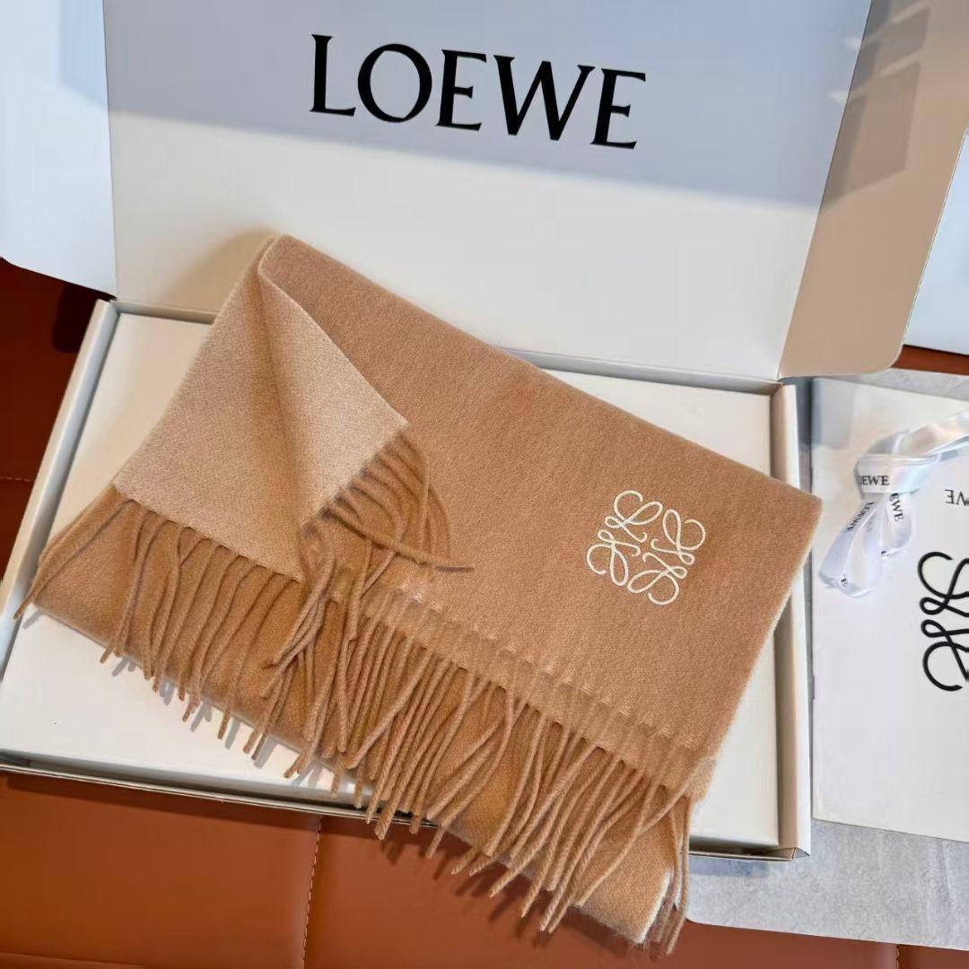 LOEWE ロエベ　アナグラム刺繍　カシミヤマフラー