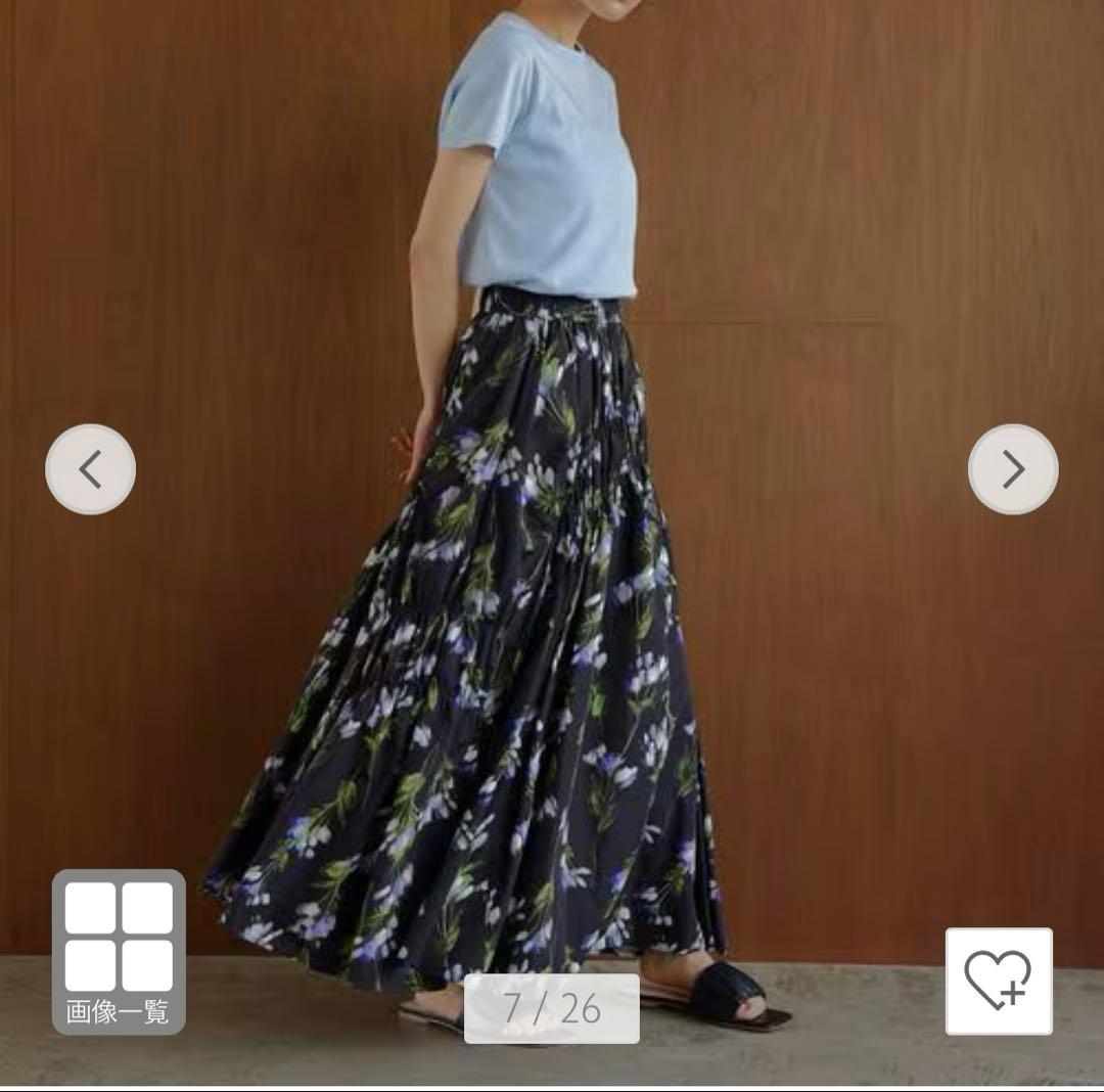 花柄シャーリング スカート