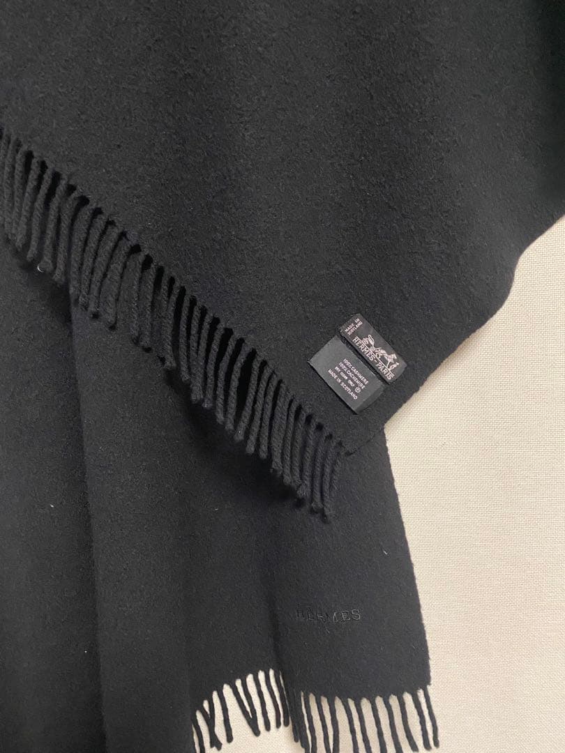 HERMES カシミヤ ブラック ストール