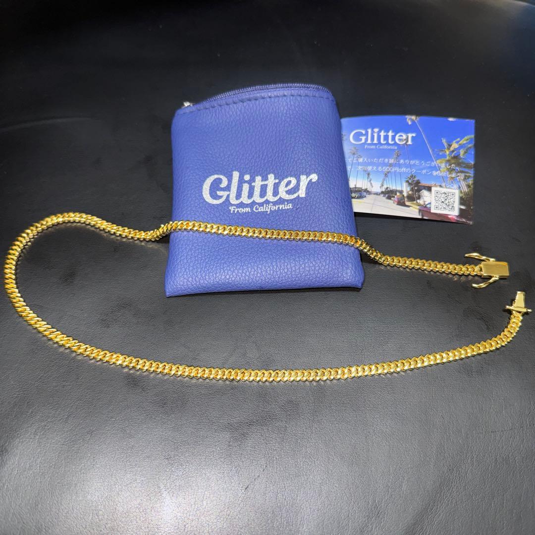 Glitter Iced Out Prong Chain 5mm ゴールド