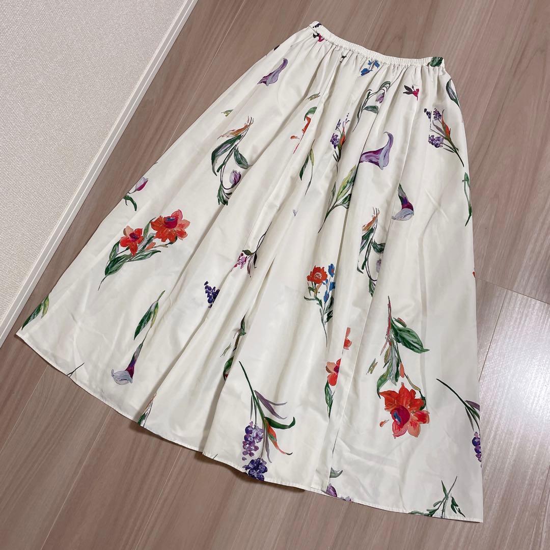 【美品】EMMEL REFINESEフラワープリント ボリューム マキシスカート