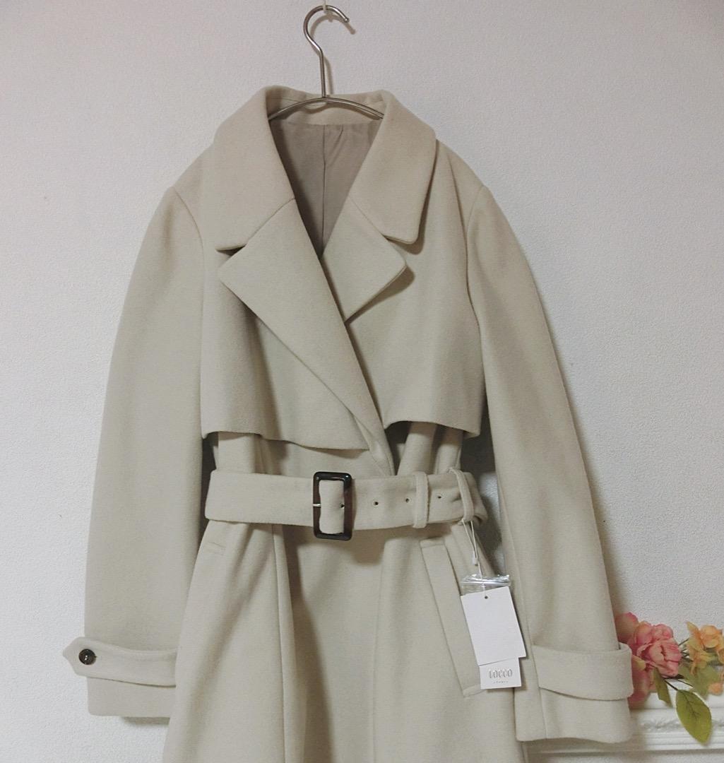 フォロー割引中　アイボリー　tocco closet　ヨークデザインロングコート