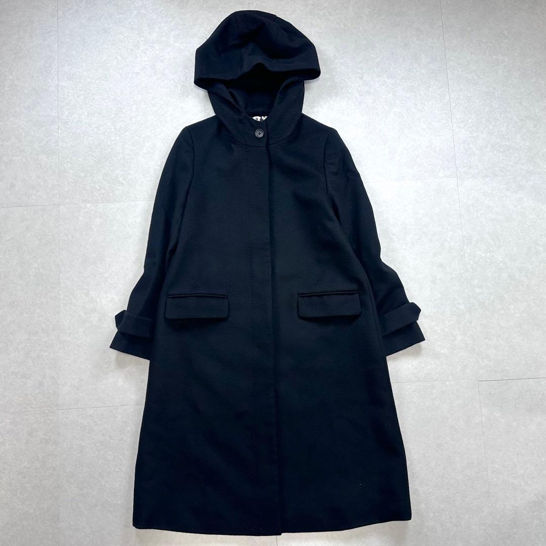 【美品】Paul Smith 高年式 ウールカシミヤフーデッドコート 黒 40