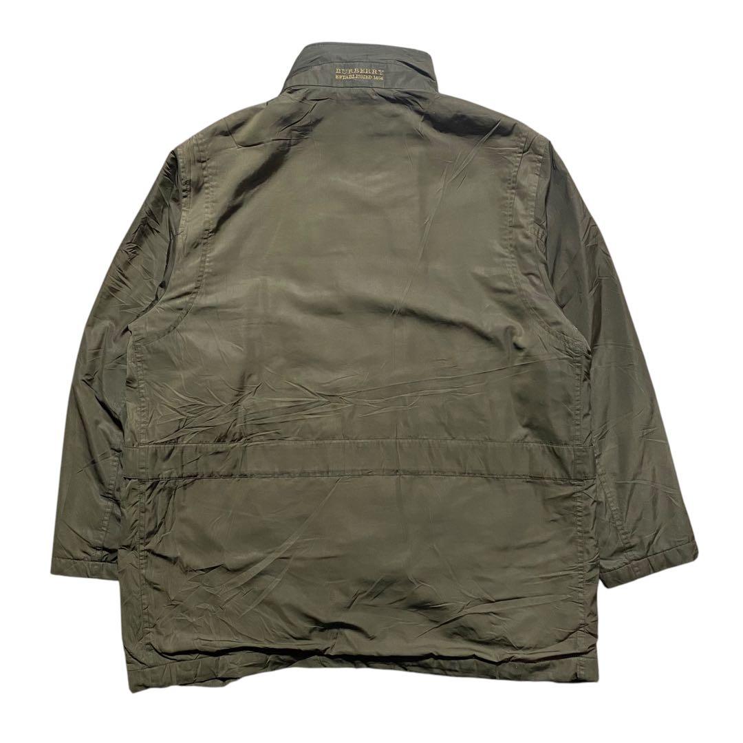 90s BURBERRY ウール モッズコート 刺繍ロゴXL（56）光沢オリーブ