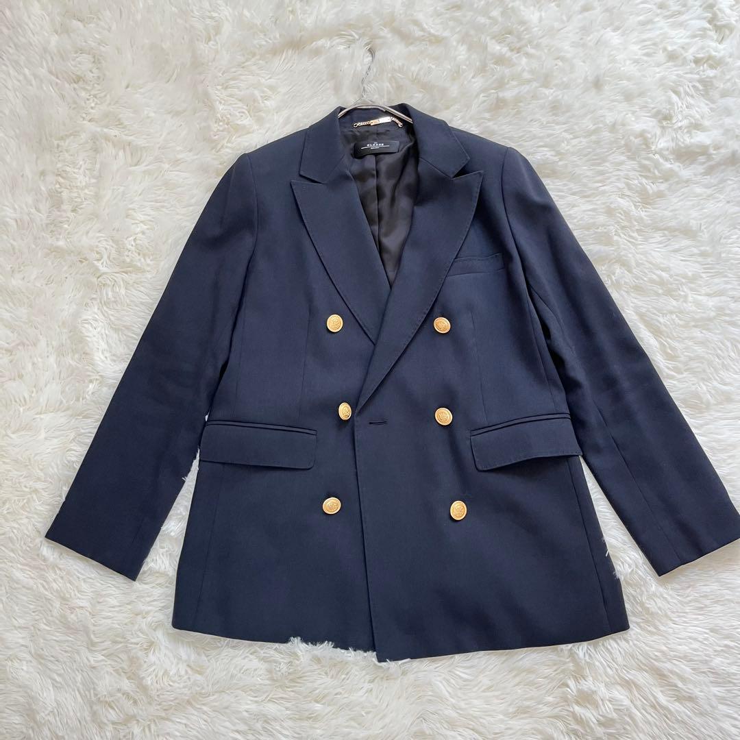 新品 テーラード ジャケット ゴールドボタン ネイビー ドゥクラッセ M