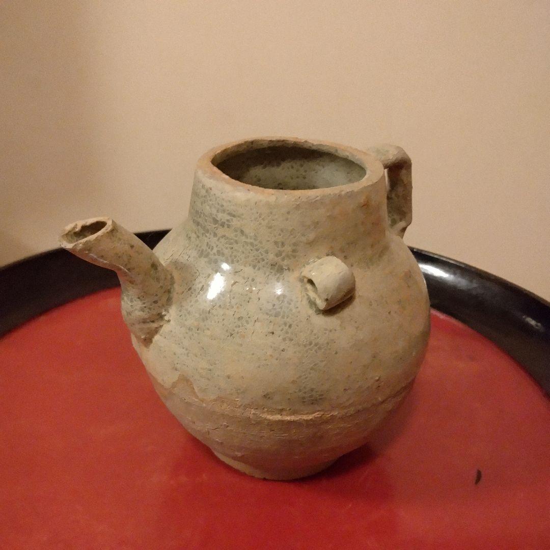 唐時代　灰釉　酒器　水柱