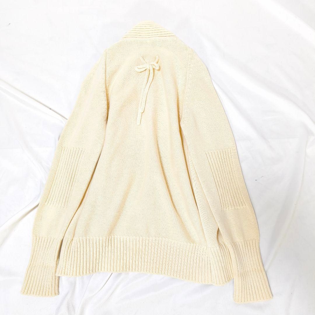 近年美品✨ユリパーク バッグリボン コットンカーディガン アイボリー