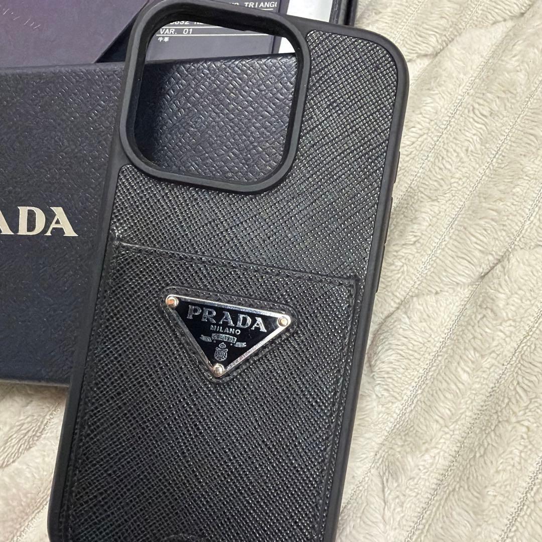 PRADA ブラック レザー ソフトケース 15Pro 正規品　箱あり