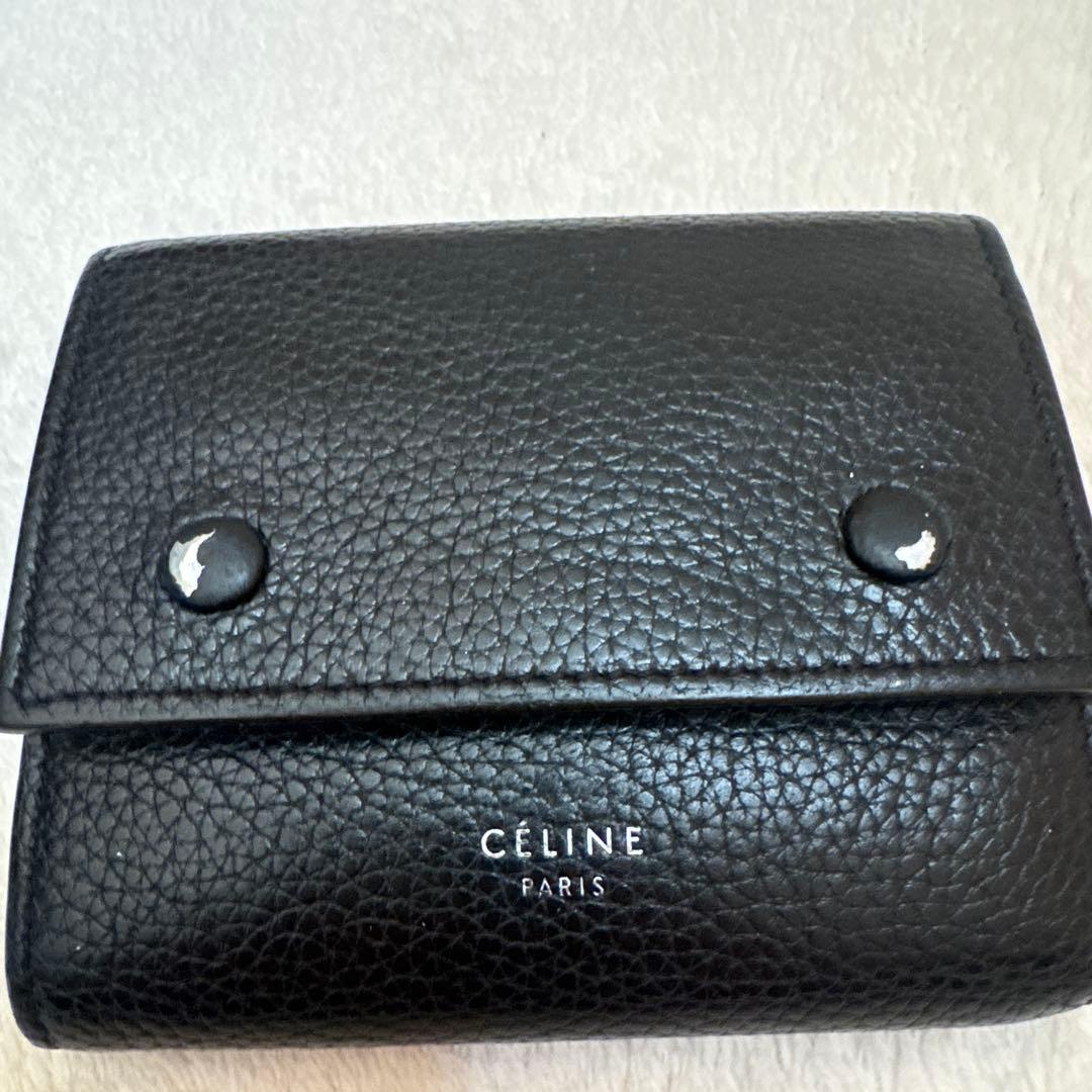 【最終値下げ】CÉLINE ブラック イエロー レザー 三つ折り財布