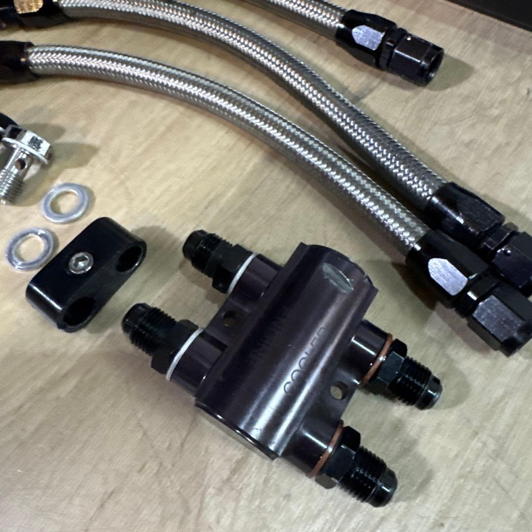 sr400 アクティブ　縦型オイルクーラー アルミ製 ブラック