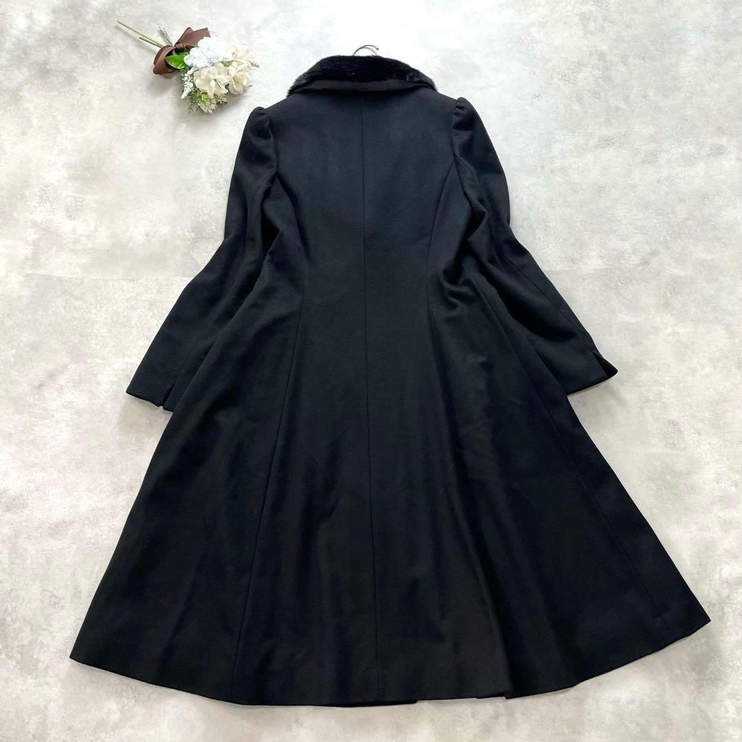 大きいサイズ✨エムズグレイシー ロングコート　42 XL 黒 ファー ビジュー