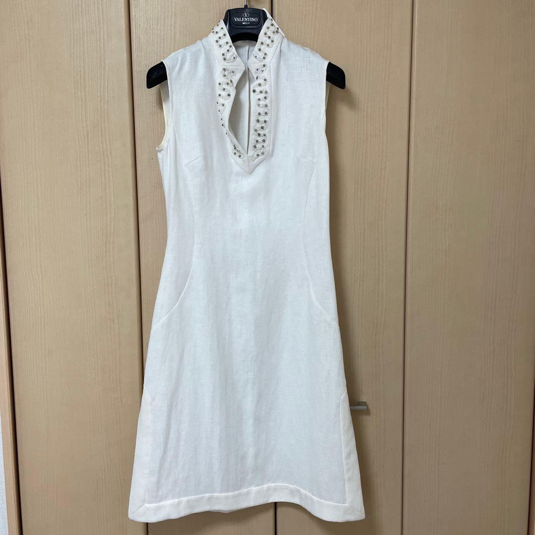 VALENTINO ROMAビジューノースリーブワンピース アイボリー 40/6