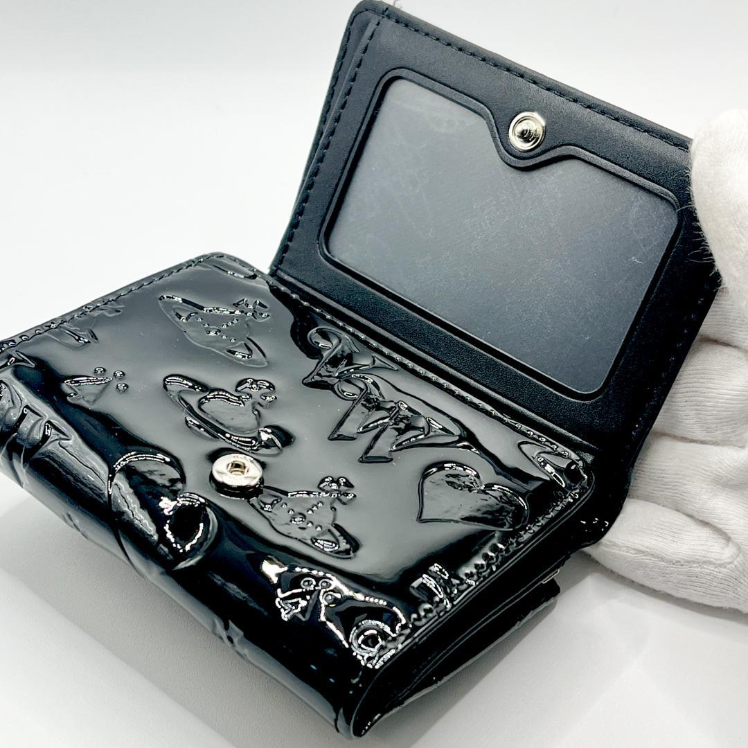 未使用 Vivienne Westwood 人気がま口 黒 エナメル 型押し 銀
