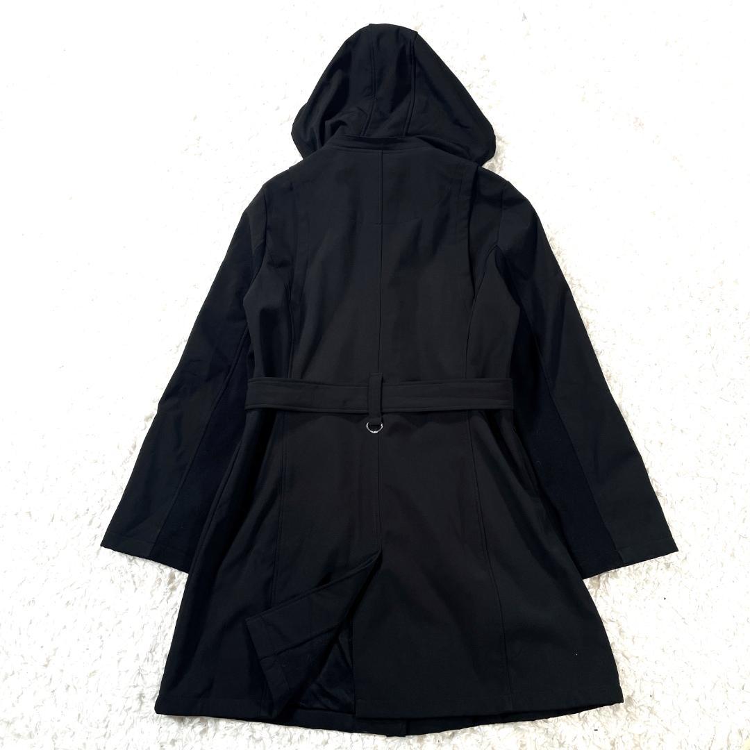 美品✨   フード付ロングコート 黒 XL トレンチコート