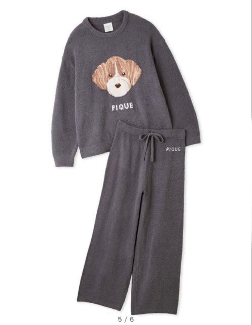 【新品】ジェラートピケ　メレンゲドッグ柄プルオーバー＆ロングパンツ　ビーグル柄