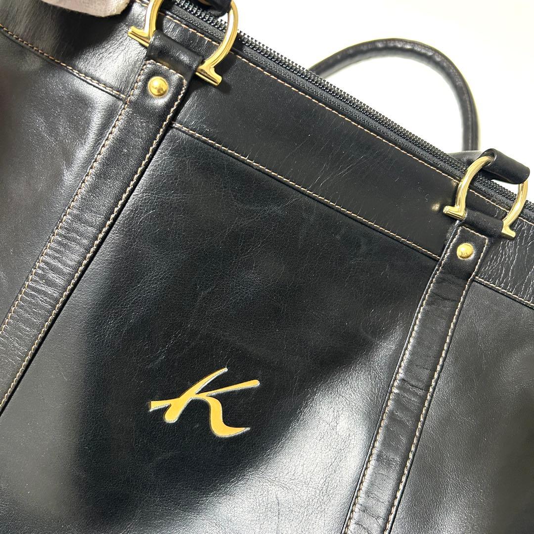 【美品】Kitamura キタムラ レザー ボストンバッグ ブラック 大容量