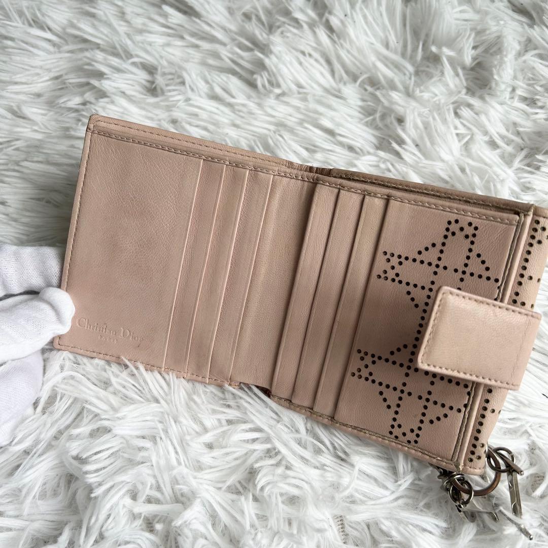 希少✨ Diorレディディオール カナージュ コンパクト二つ折り財布 ピンク