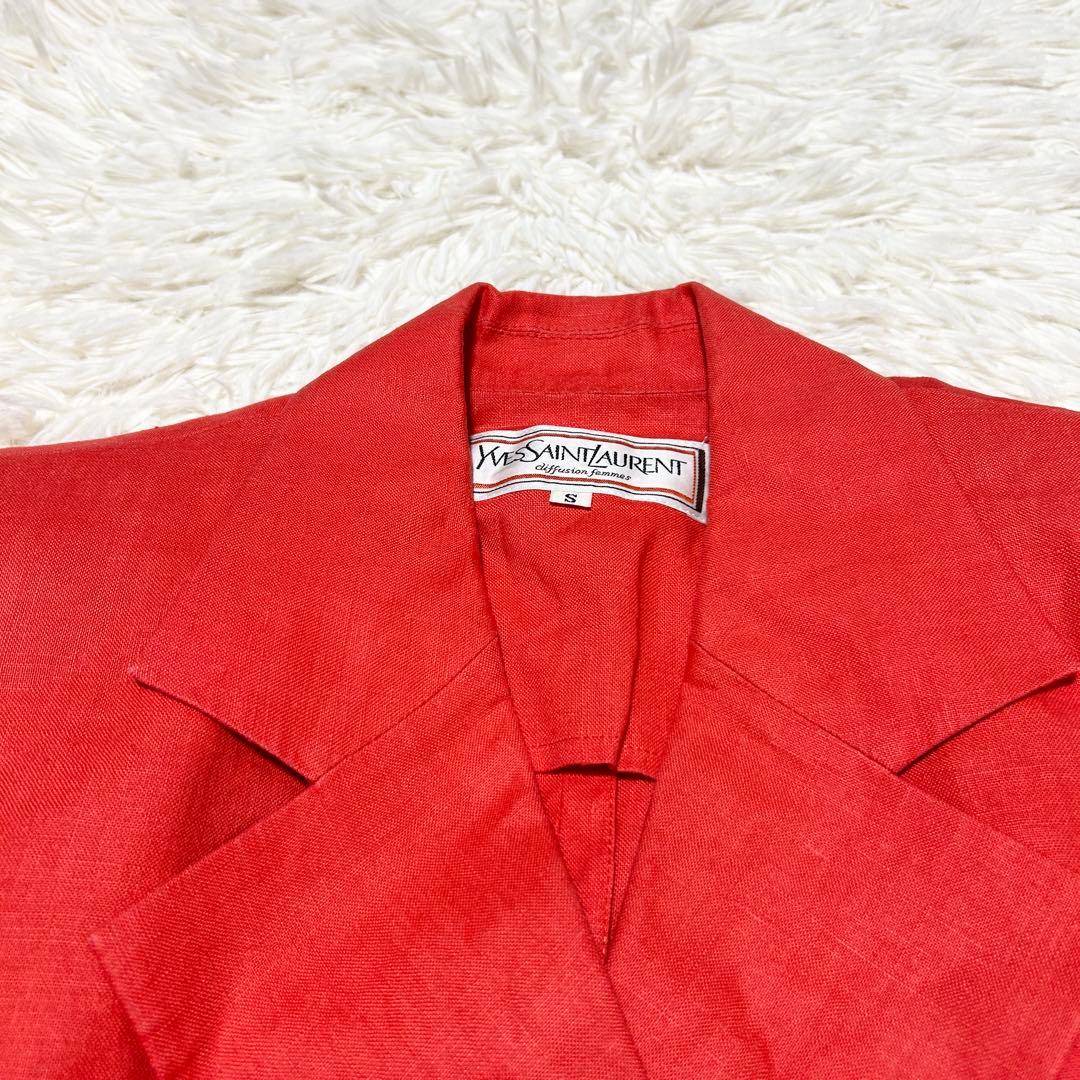 YVES SAINT LAURENT リネン ダブルブレスト ショートジャケット