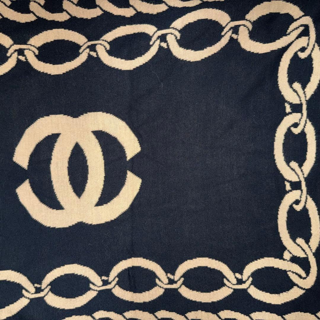 CHANEL シャネル　ニット　マフラー/ストール　ココマーク　黒　リバーシブル