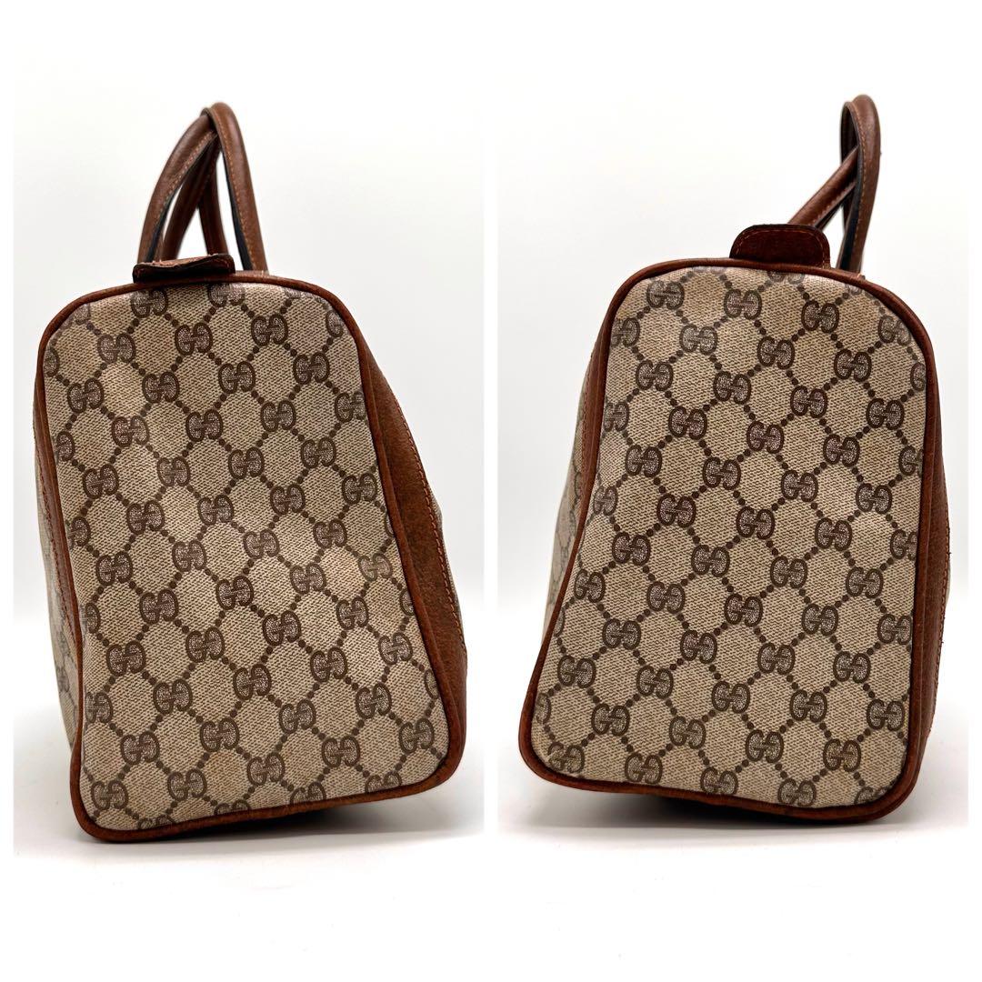 OLD GUCCI ボストンバッグ gg スプリーム レザー PVC ブラウン