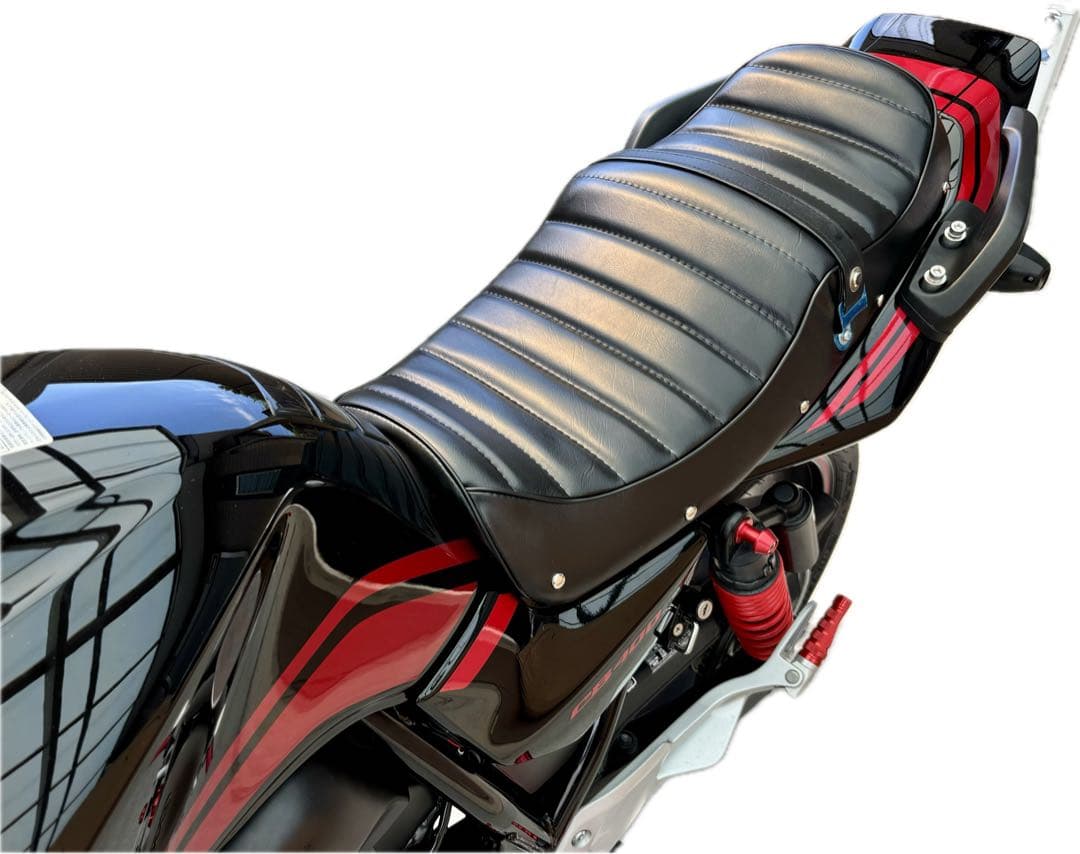 黒レザーレトロ風タックロールシート ホンダ CB400SF NC39 NC42